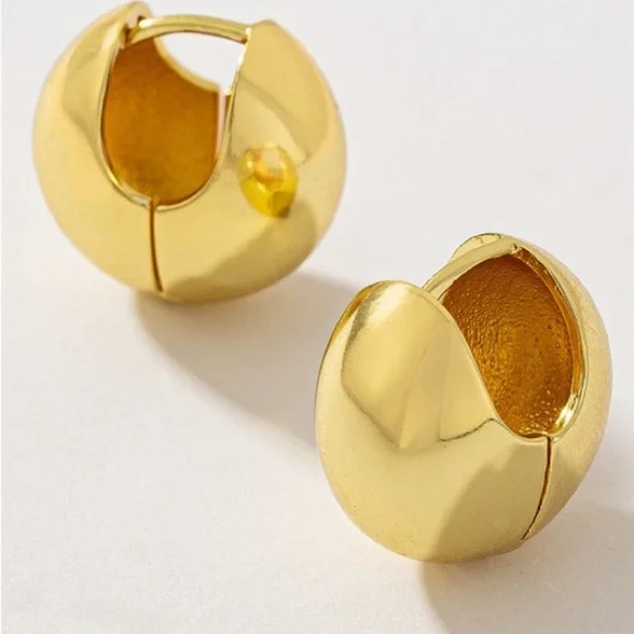 Gold Puffy Small Huggie Earrings (9009) - Picture 2 of 5